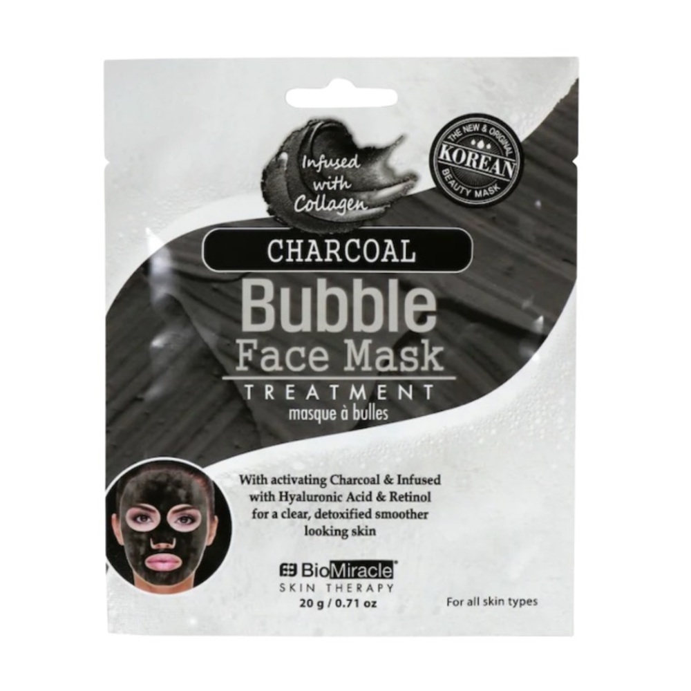 Bio Miracle Charcoal Collagen Infused Bubble Face Mask NWT